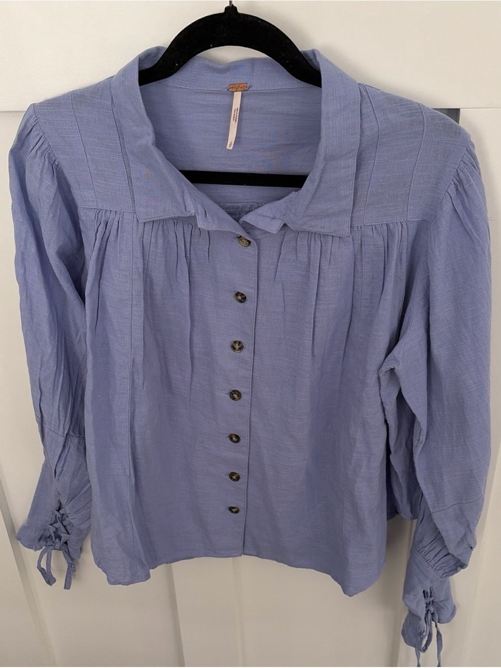 Free people periwinkle Blue Button-Front Peasant Blouse